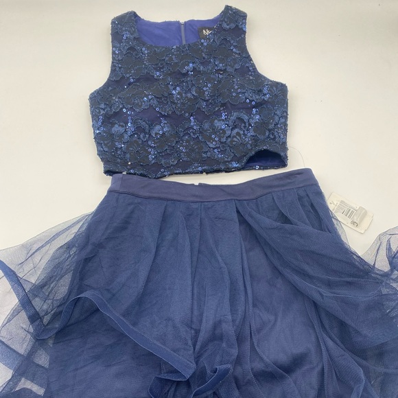Nights by Teeze Me Navy 2 Piece Sequin/Tulle Special Occasion Dress - Picture 10 of 11